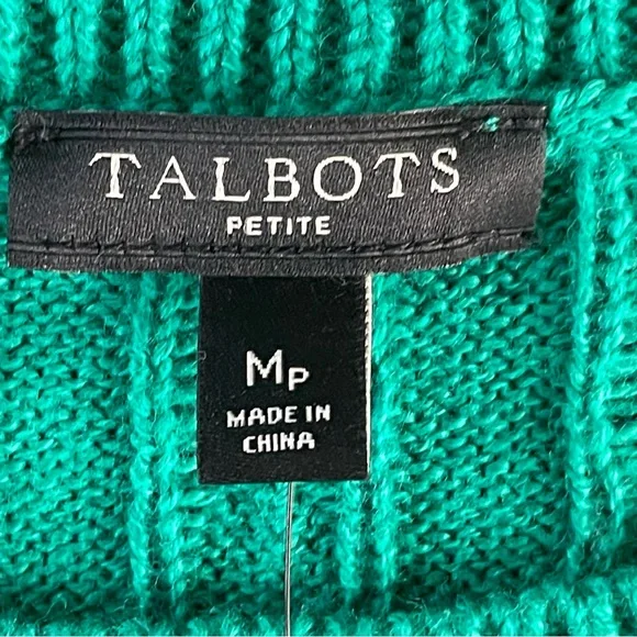NWT Talbots Women’s Cable-Knit Sweater Green Size MP - Picture 6 of 9